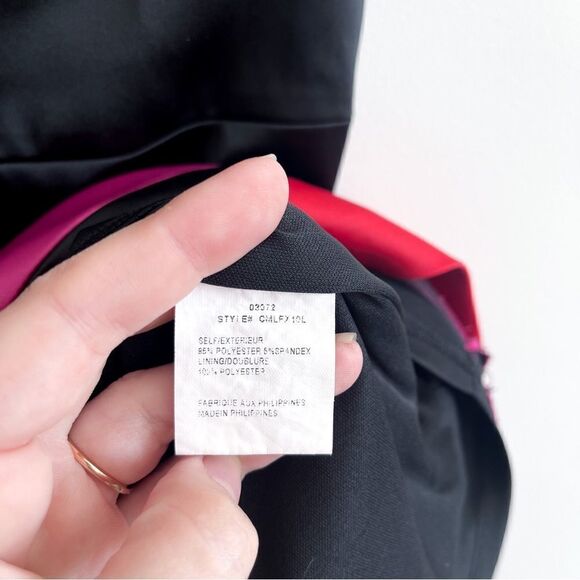 Laura Petite Fitted Dress Bodycon Black Red Pink Satin Sleeveless Sheath Size 6 - Picture 8 of 13